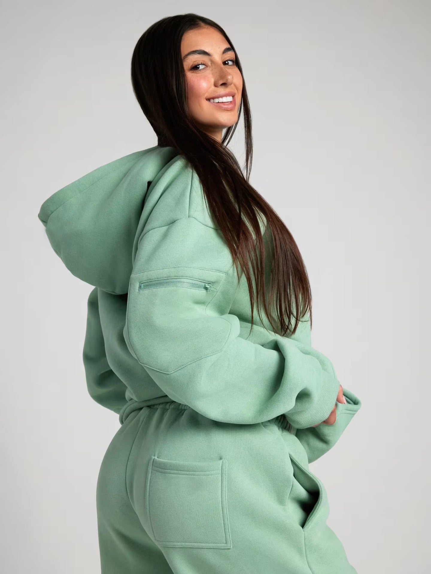 Damen Kapuzenpullover mit integriertem Schlafmasken-Design und weicher Innenseite Fudus