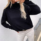 Damen Rollkragenpullover mit gestreiftem Design und dekorativen Knöpfen Fudus