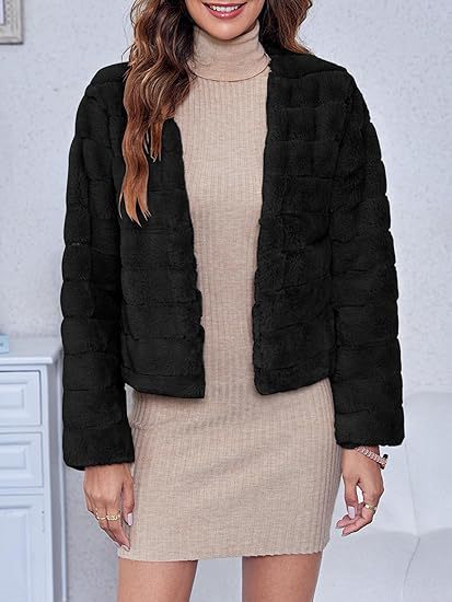 Damen Kuschelige Kurzjacke mit strukturiertem Design und weichem Innenfutter Fudus