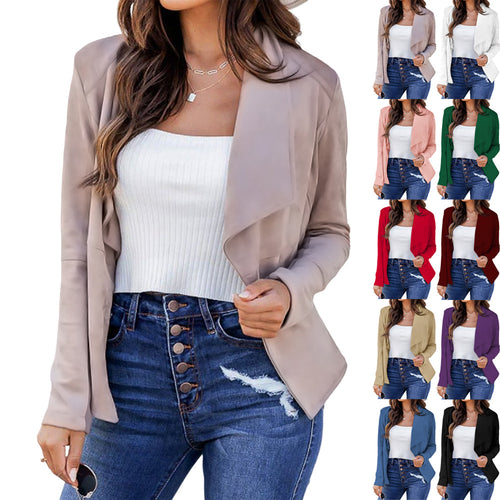 Damen lässige Blazerjacke mit offenem Schnitt und eleganten Details Fudus