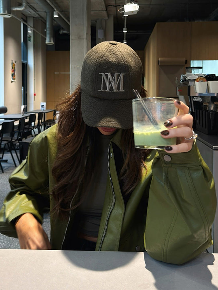 Damen Jacke Lederimitat Modern Lässig Reißverschluss