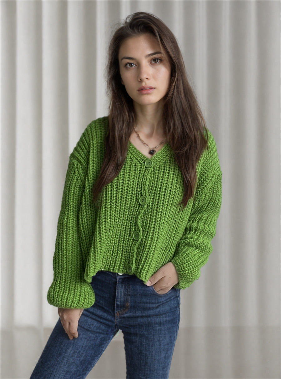 Damen Grobstrickjacke mit modischen Knopfdetails und lässigem Schnitt Fudus