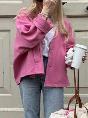 Damen lässige Oversized-Jacke mit praktischen Knöpfen und weitem Schnitt Fudus