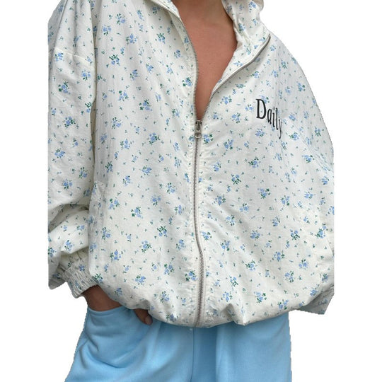 Damen lässige Oversized-Jacke mit floralen Muster Fudus