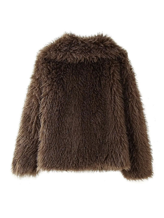 Damen Kuschelige Fleecejacke mit großzügigem Kragen und weichem Innenfutter Fudus