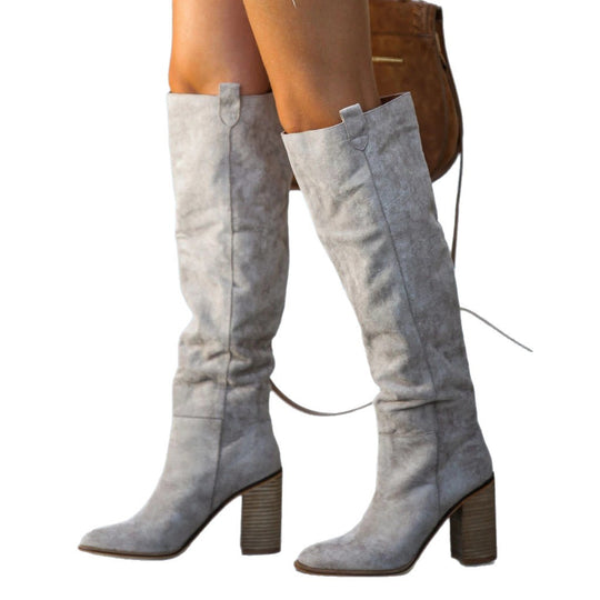 Damen Hohe Stiefel mit strukturierter Oberfläche und modernem Blockabsatz Fudus