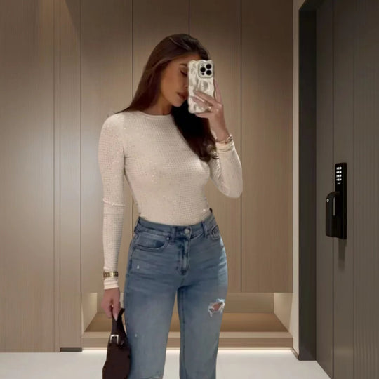 Damen Langarm-Top mit Funktionsdetails Fudus