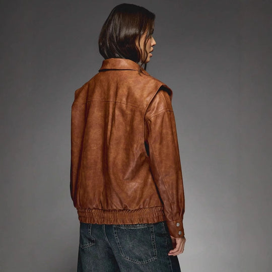 Damen lässige Oversize-Lederjacke Fudus