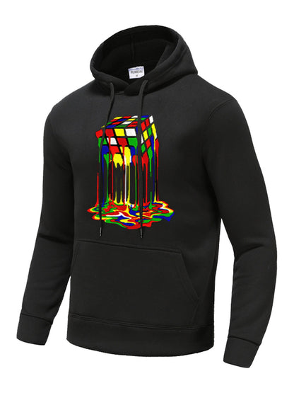 Herren Kapuzenpullover mit kreativem Rubik's Cube Grafikdruck Fudus