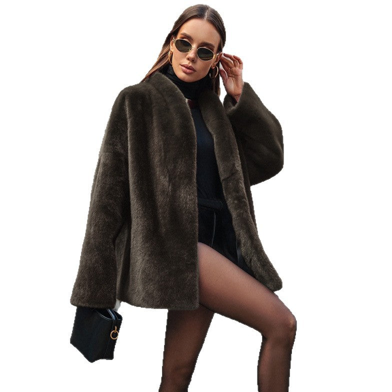 Damen kuschelige Oversized-Strickjacke mit elegantem Schnitt Fudus