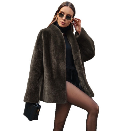 Damen kuschelige Oversized-Strickjacke mit elegantem Schnitt Fudus