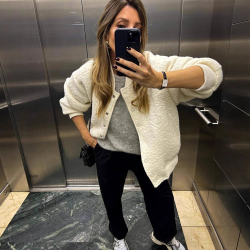 Damen kuschelige Teddyfell-Jacke Fudus