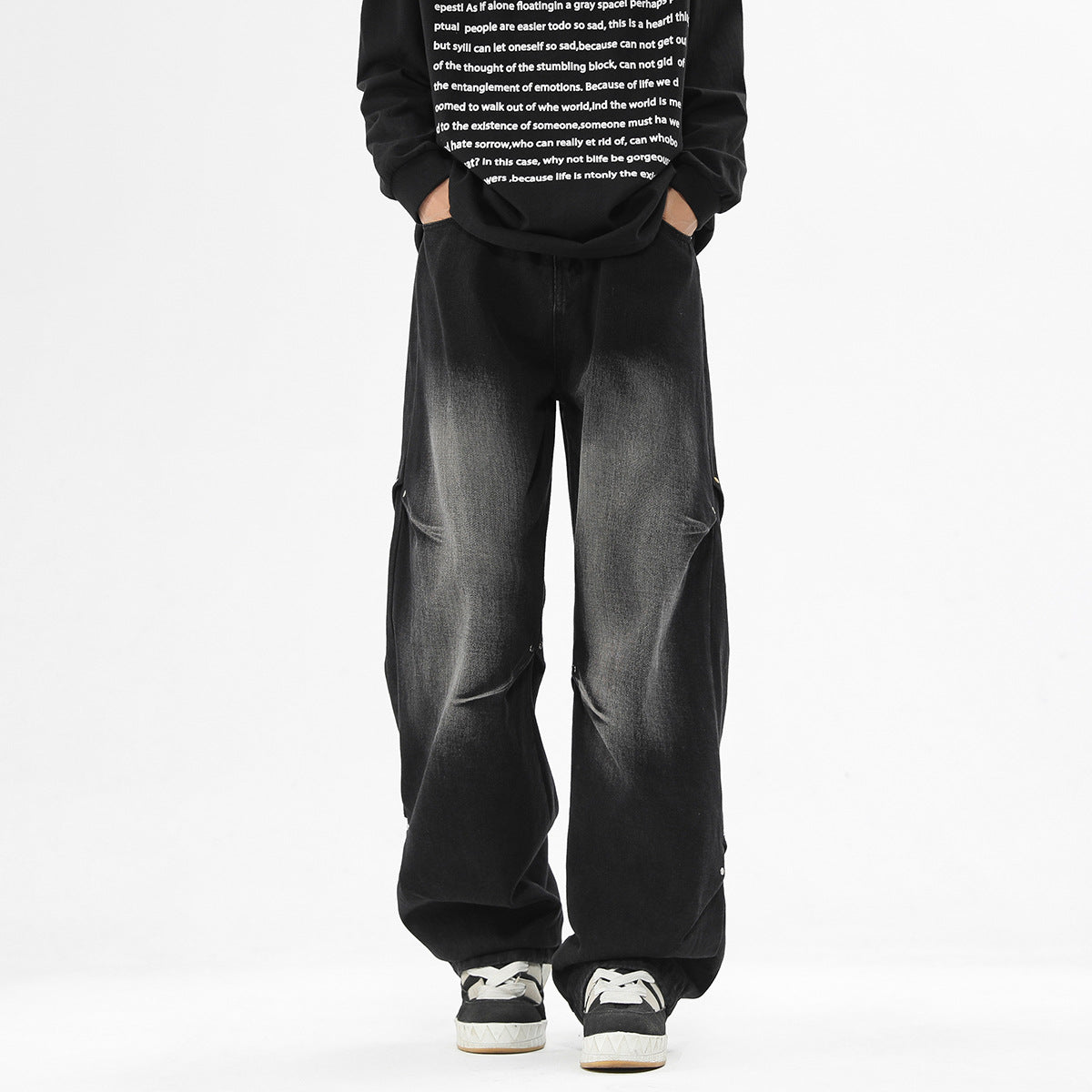 Herren baggy Jeanshose mit lässigem Schnitt und praktischen Taschen Fudus