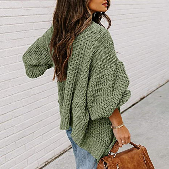 Damen Grobstrick-Oversized Pullover mit weitem Schnitt Fudus
