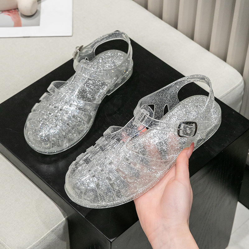 Damen Glitzernde Freizeit Sandalen mit Riemchen