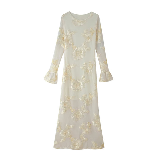 Damen langärmliges Blumenkleid Fudus