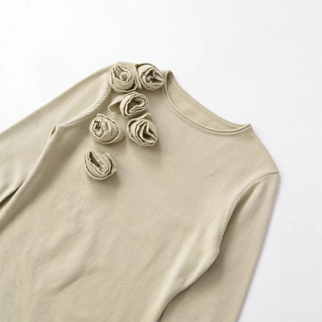 Damen Langarmshirt mit romantischen Rosendetails Fudus