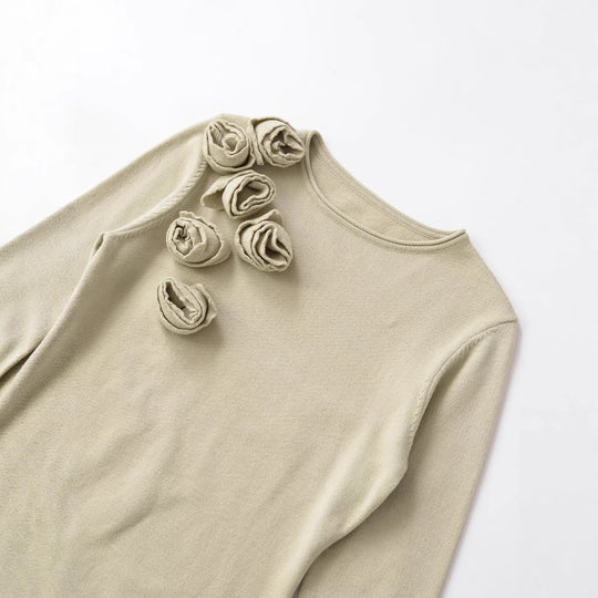 Damen Langarmshirt mit romantischen Rosendetails Fudus