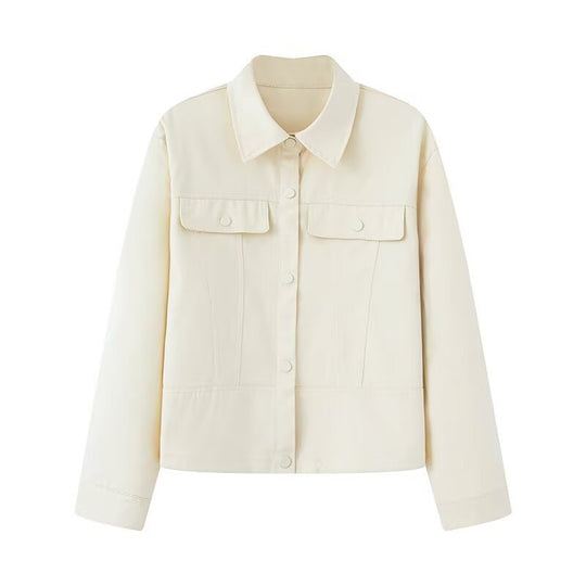 Damen lässige Jeansjacke mit praktischen Taschen Fudus