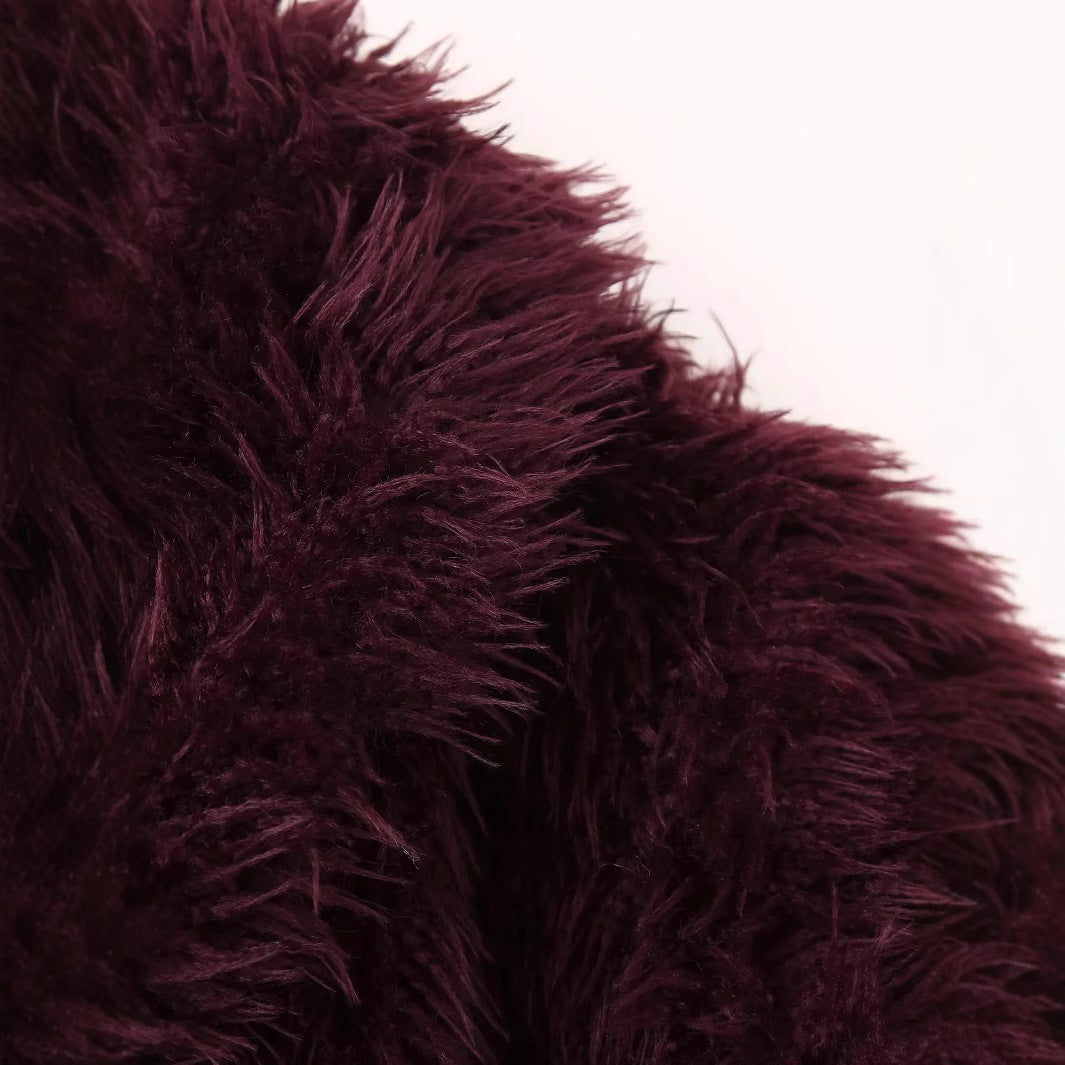 Damen kuschelige Kunstfelljacke mit Schalkragen und eleganter Silhouette Fudus