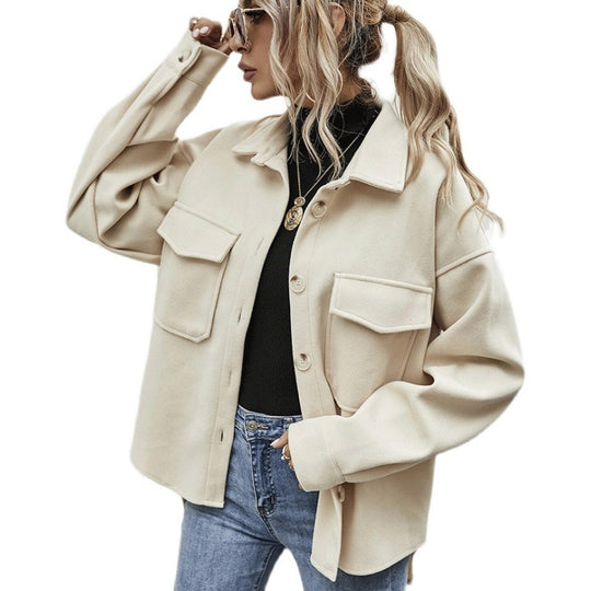 Damen lässige Oversized-Jacke mit praktischen Taschen Fudus