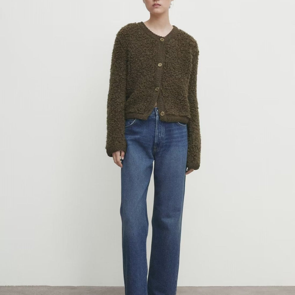 Damen kuschelige Fleecejacke mit Knopfverschluss Fudus