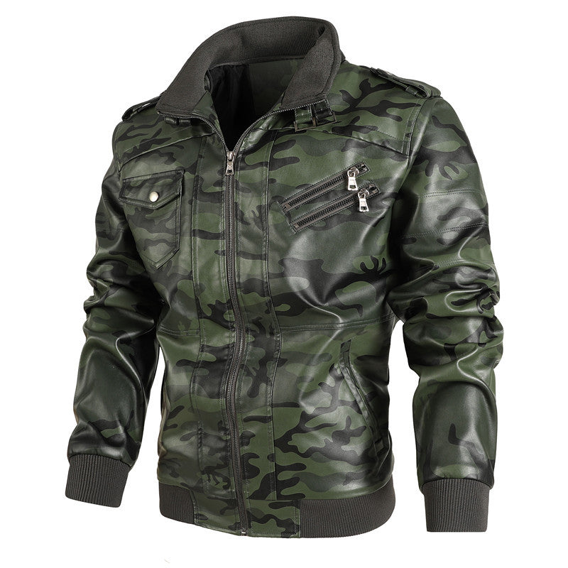 Herren Camouflage Lederjacke Fudus