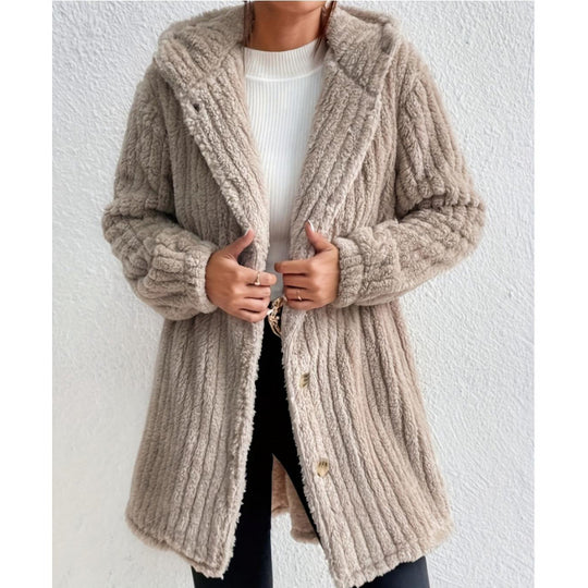Damen Kuschelige Strickjacke mit langen Ärmeln und voluminösem Schnitt Fudus