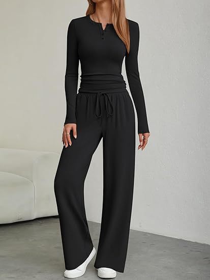 Damen Langärmliges Lounge-Set mit verstellbarem Taillenzug Fudus