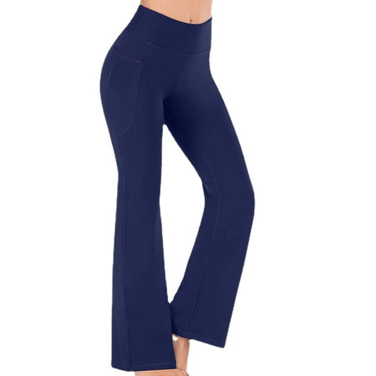 Damen Hochtaillierte Bootcut-Yoga-Hose mit praktischen Taschen Fudus