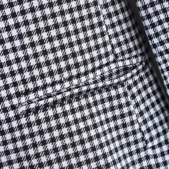 Damen karierter Blazer mit doppelter Knopfleiste und tailliertem Schnitt Fudus