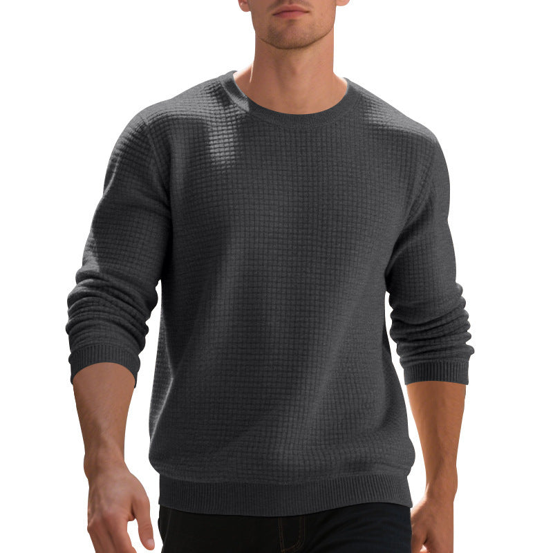 Herren warmer Pullover mit strukturiertem Gewebe und Rundhalsausschnitt Fudus