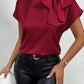 Fudus | Satinbluse Kurzarm Hoher Kragen Mit Schleife Eleganter Entspannter Schnitt