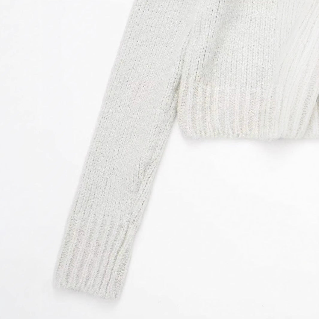 Damen kuschelige Strickjacke mit tiefem V-Ausschnitt und praktischen Taschen Fudus