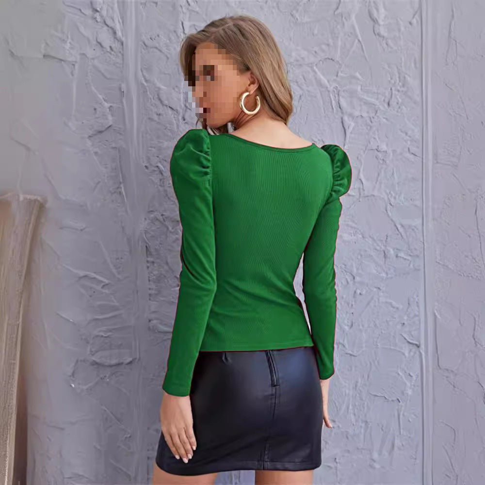 Damen langärmeliges Oberteil mit Puffärmeln Fudus