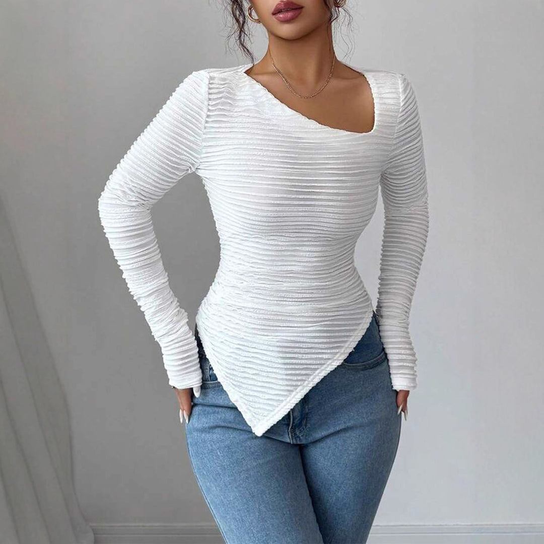 Damen Langärmlige Shirt mit asymmetrischem Saum Fudus