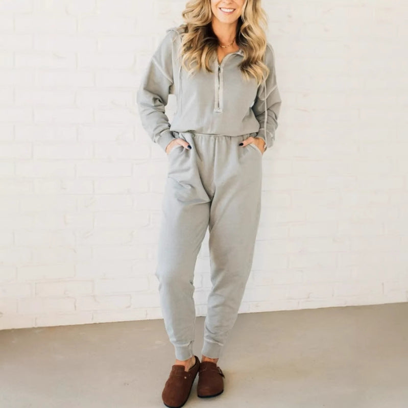 Damen Jumpsuit mit Stehkragen und funktionalen Taschen
