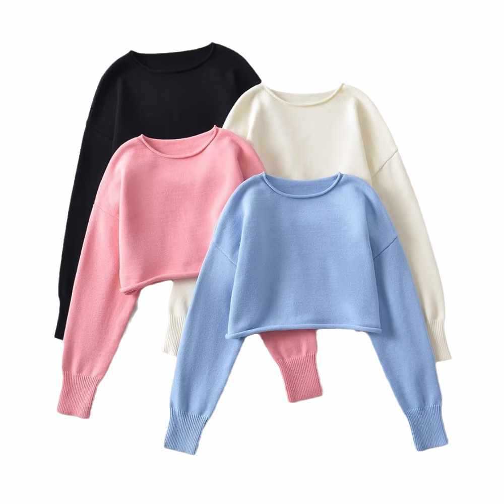 Damen modischer cropped Pullover Fudus