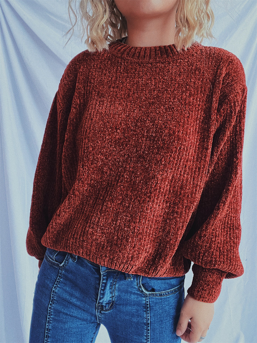 Damen Grobstrickpullover mit weitem Schnitt und strukturiertem Design Fudus