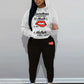 Damen Hoodie und Jogginghose Set mit kreativem Lippenmotiv Fudus
