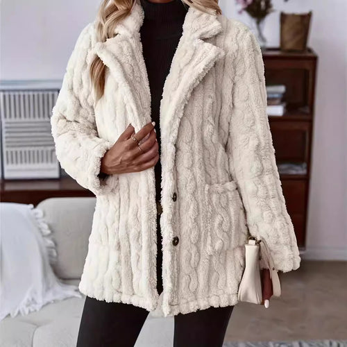 Damen Kuschelige Teddy-Fleecejacke Fudus