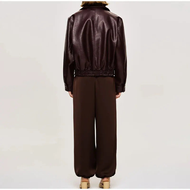 Damen Kunstlederjacke im sportlichen Schnitt mit zwei praktischen Taschen Fudus