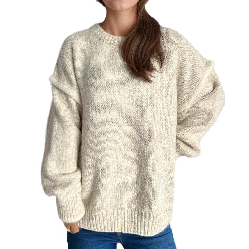 Damen Grobstrickpullover mit lässigem Schnitt und strukturiertem Design Fudus