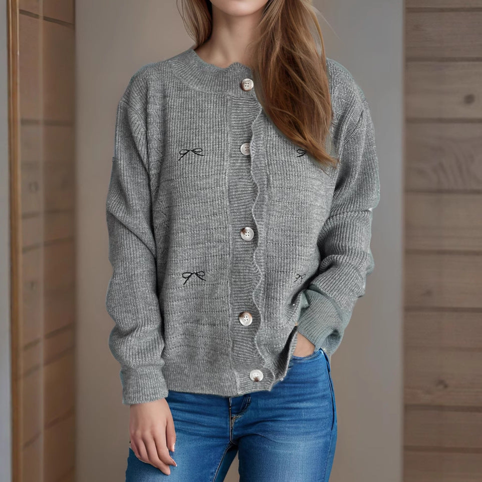 Damen Strickjacke mit verspieltem Knopf-Detail und schöner Struktur Fudus