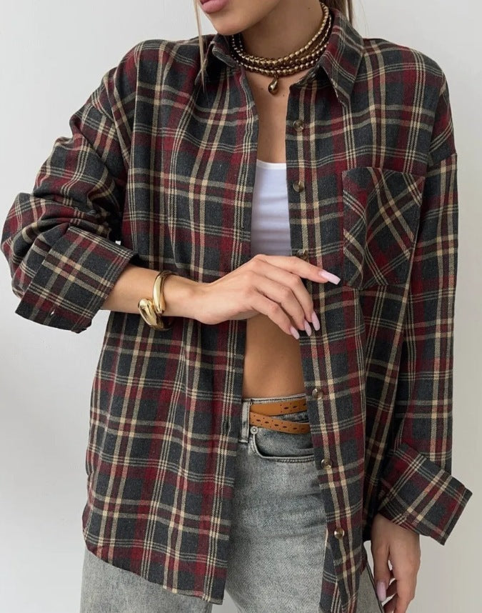 Damen Karierte Überhemd Fudus