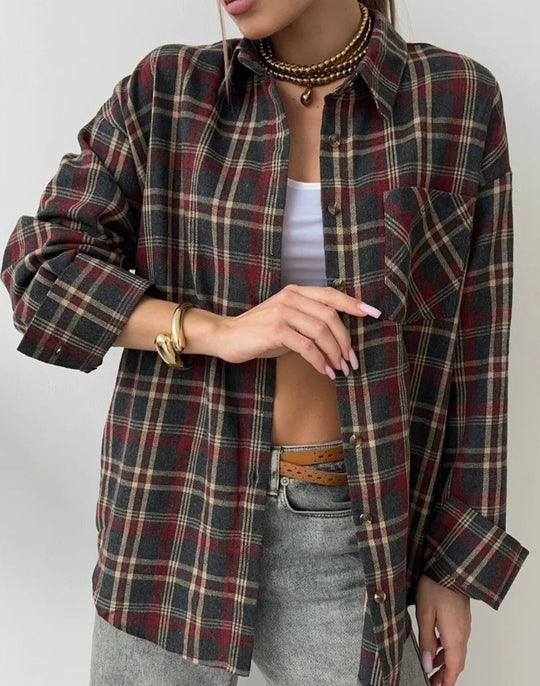 Damen Karierte Überhemd Fudus