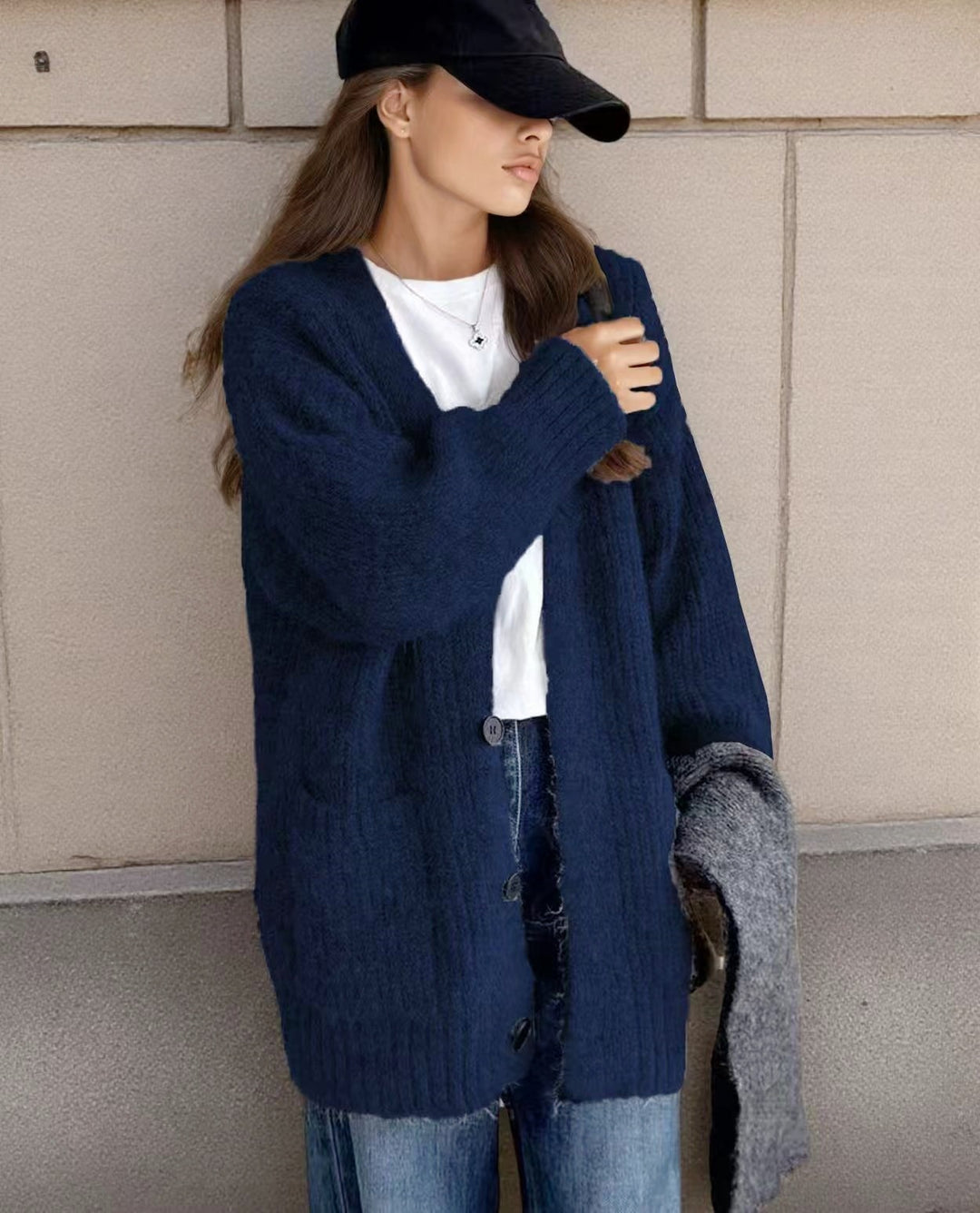 Damen langer Strickcardigan Fudus