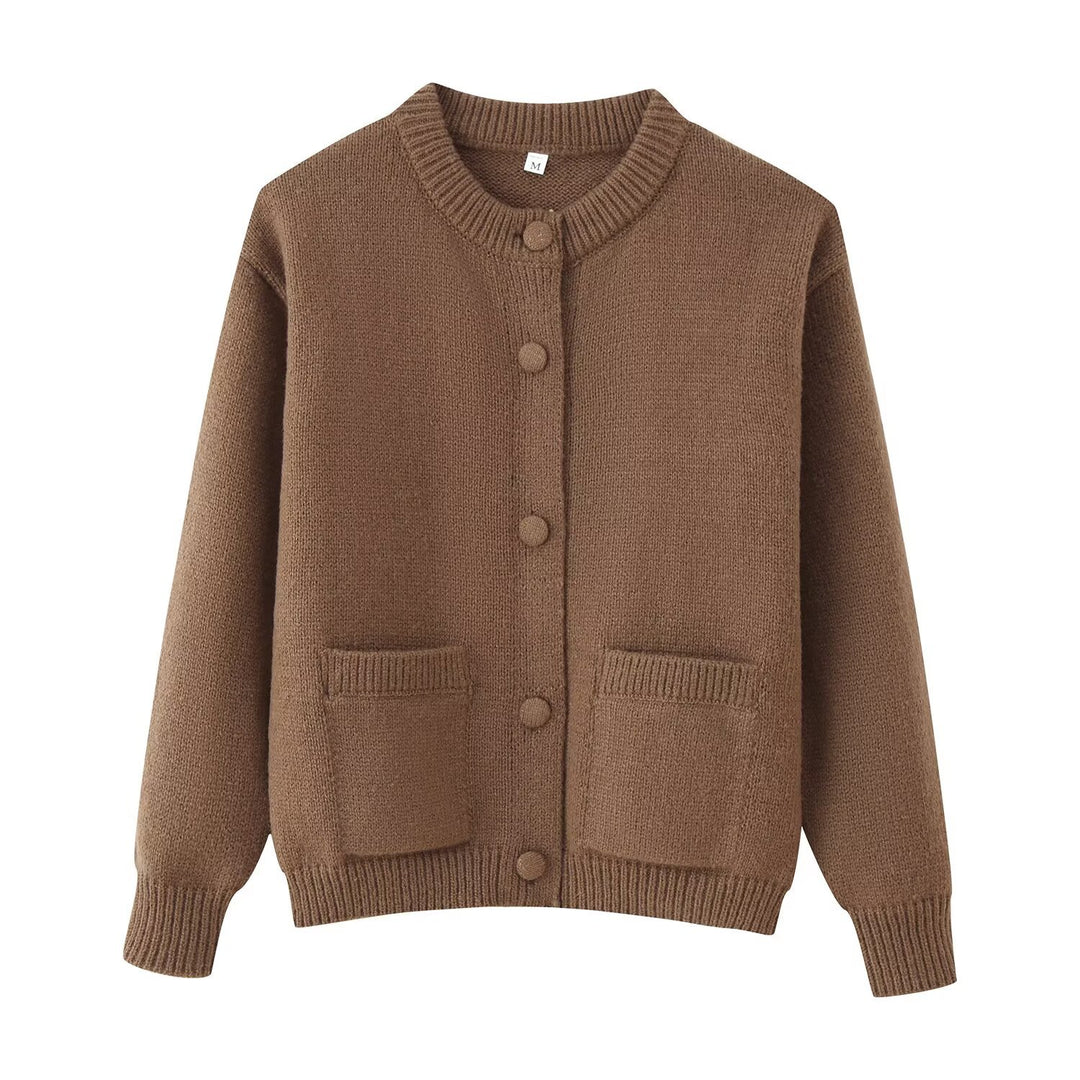 Damen kuschelige Strickjacke mit praktischen Taschen Fudus