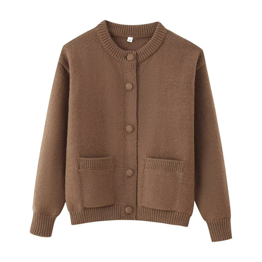 Damen kuschelige Strickjacke mit praktischen Taschen Fudus