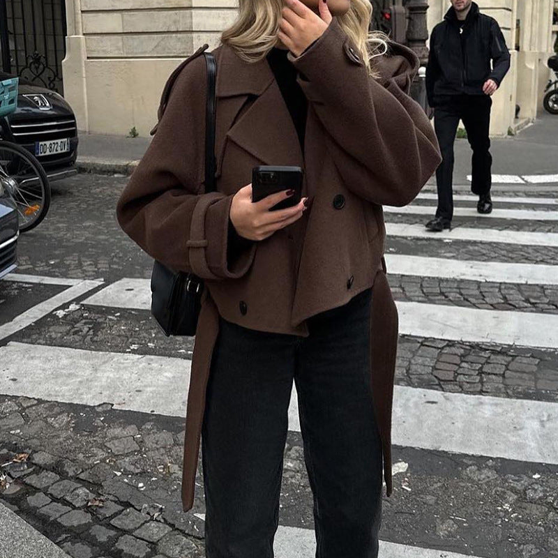 Damen Kurzmantel Tailliert Stylisch Warm Elegant